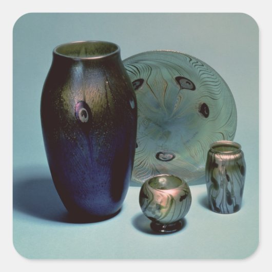 Sticker Carré Plaque et vases de favoritisme Tiffany (Devant)