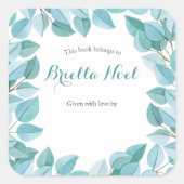 Sticker Carré Plaque Feuille Eucalyptus (Devant)