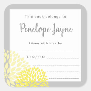 Sticker Carré Plaque florale jaune, apporter un baby shower de l