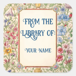Sticker Carré Plaque florale vintage