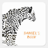 Sticker Carré Plaque Jaguar noir et blanc Monogramme (Devant)