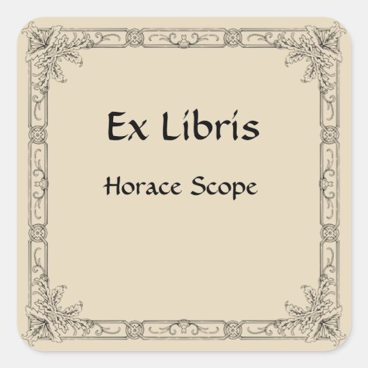 Sticker Carré Plaque-livre à cadre fleuri classique (Devant)