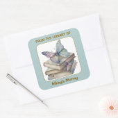 Sticker Carré Plaque livre et papillons (Enveloppe)