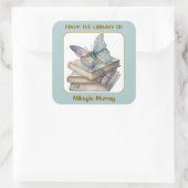 Sticker Carré Plaque livre et papillons (Sac)