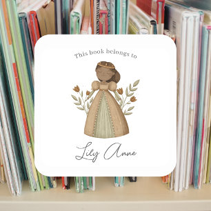 Sticker Carré Plaque-livre Princess à peau foncée