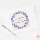 Sticker Carré Plaque-mère couleur violet et rose florale (Enveloppe)