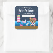 Sticker Carré Plaque-mère Nautique Bear Rose et Navy Baby (Sac)