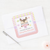 Sticker Carré Plaque-mère rose et violet pour enfants (Enveloppe)