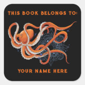 Sticker Carré Plaque Octopus Orange Mandala Blue (Devant)