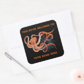 Sticker Carré Plaque Octopus Orange Mandala Blue (Enveloppe)