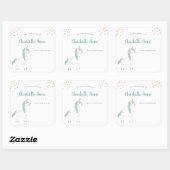 Sticker Carré Plaque pour enfants de licorne douce (Feuille)