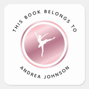 Sticker Carré Plaque rose Gold Girl Ballet Dancer Silhouette
