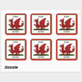 Sticker Carré Plaque rouge Dragon of Wales (Feuille)