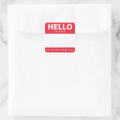 Sticker Carré Plaque rouge "Hello" - Insigne de nom (Sac)