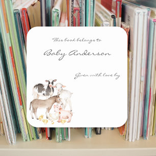 Sticker Carré Plaques baby showers / animaux de ferme