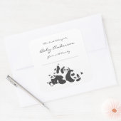 Sticker Carré Plaques baby showers / pandas, genre neutre (Enveloppe)