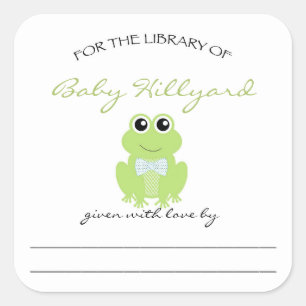 Sticker Carré Plaques Baby showers pour garçon / petite grenouil