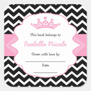 Sticker Carré Plaques de la Couronne Princesse / baby shower fil