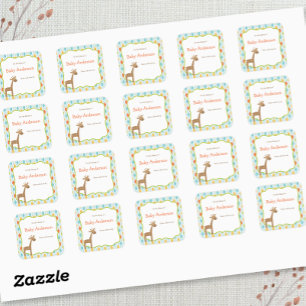 Sticker Carré Plaques de livres Neutre Genre Giraffe Baby