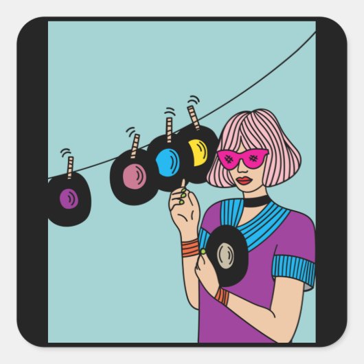 Sticker Carré Plaques De Vinyle vintages (Devant)