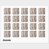 Sticker Carré Plaques en bois rustique Monogramme Nom personnali (Feuille)