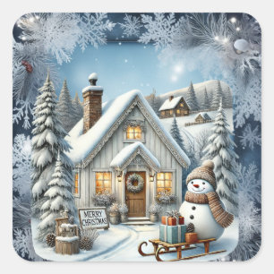 Sticker Carré Plaques en papier de décor de Noël vintage unique