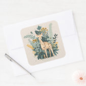 Sticker Carré Plaques en papier de girafe à fleurs mignonnes (Enveloppe)