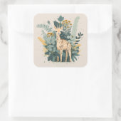 Sticker Carré Plaques en papier de girafe à fleurs mignonnes (Sac)