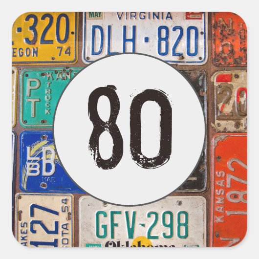 Sticker Carré Plaques rouillées 80e anniversaire (Devant)