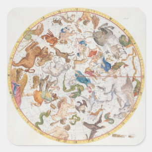 Sticker Carré Plat 26 de "atlas Coelestis", par John Flamsteed