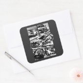 STICKER CARRÉ PLAT DE MUSCLE NOIR ET BLANC (Enveloppe)