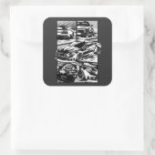 STICKER CARRÉ PLAT DE MUSCLE NOIR ET BLANC (Sac)