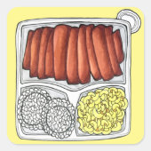 Sticker Carré Plate de cuisine hawaïenne Déjeuner Riz Macaroni S (Devant)