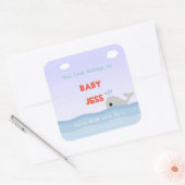 Sticker Carré Plate de livre de baleines mignonne (Enveloppe)