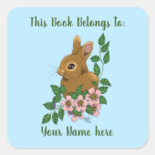 Sticker Carré Plate-forme lapin rose Fleurs (Devant)