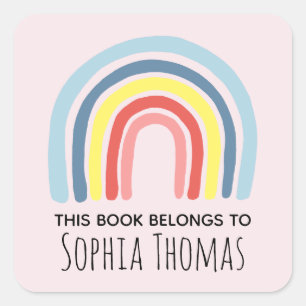 Sticker Carré Plate-forme "This Book Belongs" Rainbow Kids