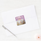 Sticker Carré Plateau des petits gâteaux d'anniversaire avec des (Enveloppe)