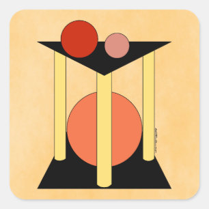 Sticker Carré Plates-formes, piliers et cercles abstraits