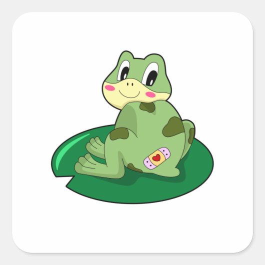 Sticker Carré Plâtre Coeur Feuille de grenouille (Devant)