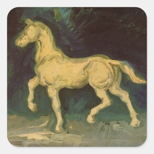 Sticker Carré Plâtre Statuette d'un cheval par Vincent van Gogh (Devant)
