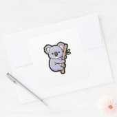 Sticker Carré Playful Koala – Cute Kawaii Illustration (Enveloppe)