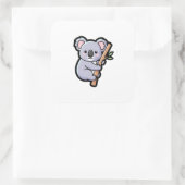 Sticker Carré Playful Koala – Cute Kawaii Illustration (Sac)