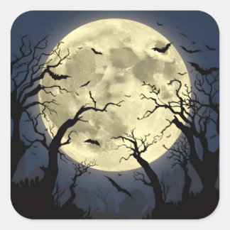 Sticker Carré Pleine lune éffrayante