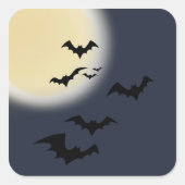 Sticker Carré Pleine lune Halloween avec chauves-souris (Devant)