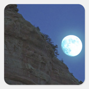 Sticker Carré Pleine lune se levant au-dessus de Sedona