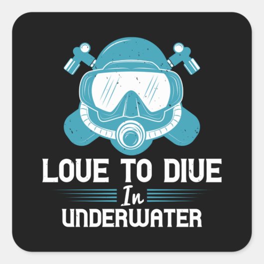 Sticker Carré Plongée - Amour À Plonger Sous L'Eau (Devant)