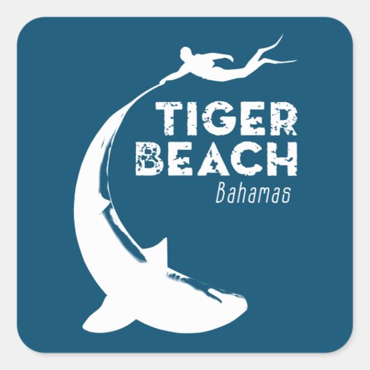 Sticker Carré Plongée de requins à Tiger Beach (Devant)