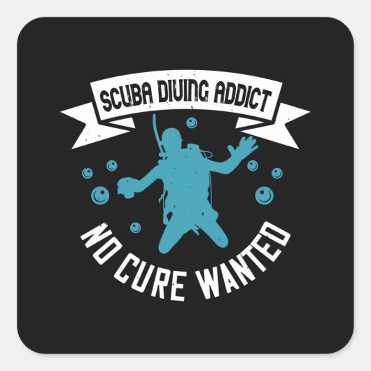 Sticker Carré Plongée - Plongée Addict Sans Cure Recherché (Devant)