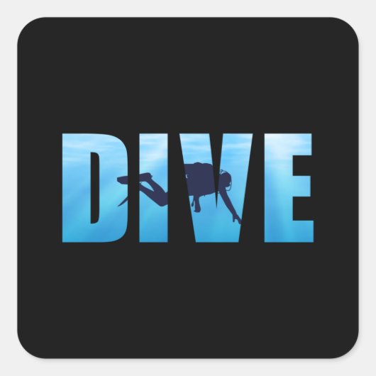 Sticker Carré Plongée Plongée Plongée Plongée Diver Amusante Idé (Devant)