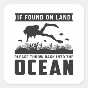 Sticker Carré Plongée Plongée Plongée Plongée Mer Plongée drôle